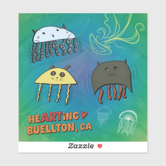 Pegatina de vinilo - Jellies por todas partes - Bu (Hoja)