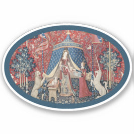 Pegatina de vinilo Lady and Unicorn (Un deseo)