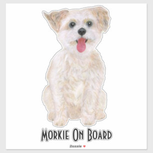 Pegatina de vinilo Morkie con texto