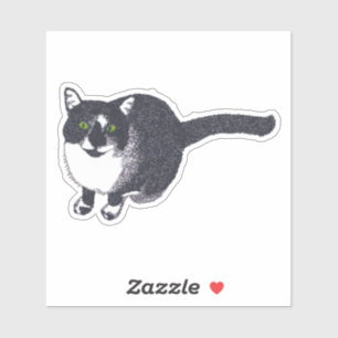 Pegatina de vinilo negro y blanco: bonito de gato 