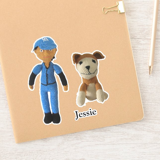 Pegatina de vinilo - Niño y perro (Cuaderno)