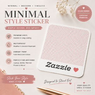 Pegatina de vinilo preppy con enrejado rosado