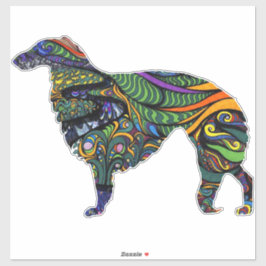 Pegatina de vinilo recortada de Borzoi vibrante