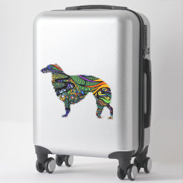 Pegatina de vinilo recortada de Borzoi vibrante