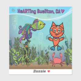 Pegatina de vinilo - Scuba Cat - Buellton.Art