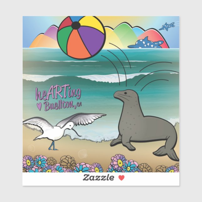 Pegatina de vinilo - Seal Beach - Buellton.Art (Hoja)