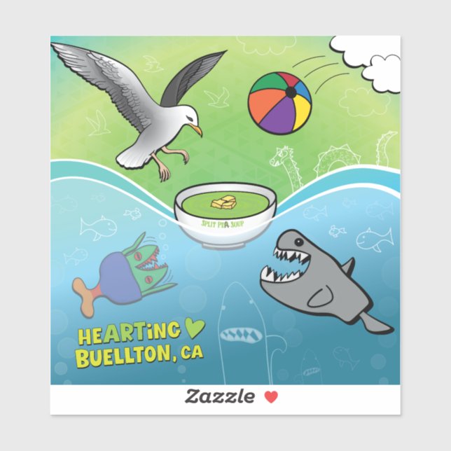 Pegatina de vinilo - Sopa de pea - Buellton.Art (Hoja)