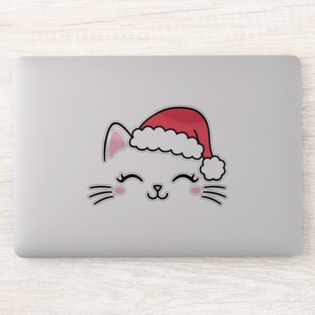 Pegatina de vinilo transparente para gato navidade (Ordenador)