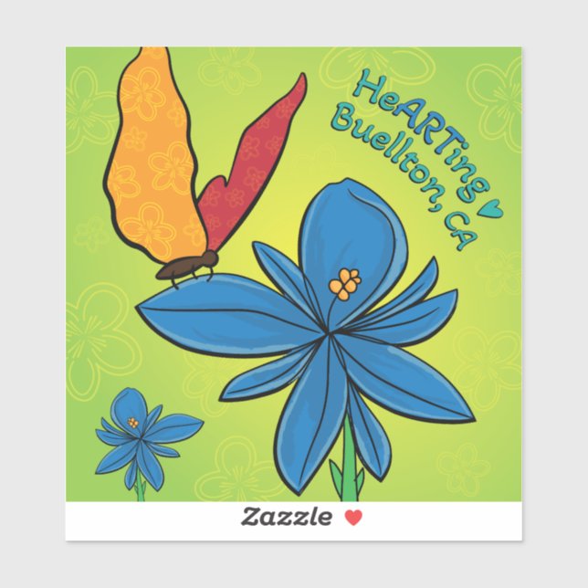 Pegatina de vinilo -Violet(te) y mariposa-Buellton (Hoja)