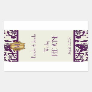 Pegatina de vino con monograma de ciruela y crema