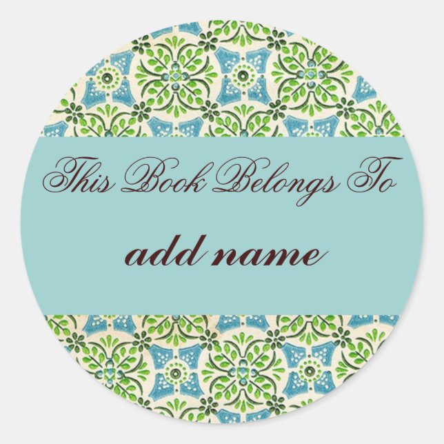 Pegatina de Vintage "este libro le pertenece" (Anverso)