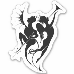 Pegatina de Vinyl Angel and Devil Silhouette