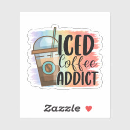 Pegatina De Vinyl De Café Con Hielo Addict