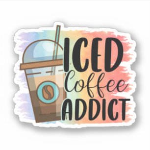 Pegatina De Vinyl De Café Con Hielo Addict