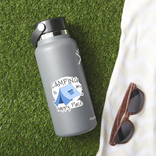 Pegatina de Vinyl de Happy Place Tent Camping (HydroFlask Insitu)