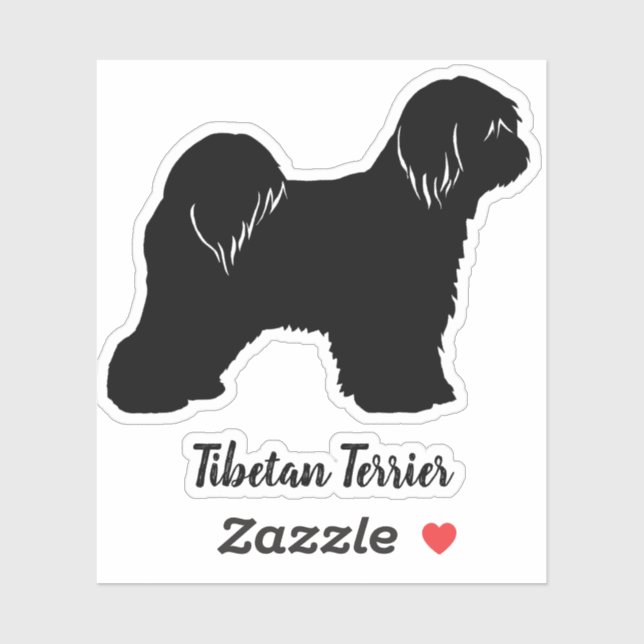 Pegatina de Vinyl Tibetano Terrier Dog Silhouette (Hoja)