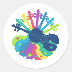 Pegatina de violín arcoiris