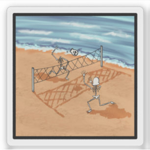 Pegatina de voleibol de playa de esqueletos