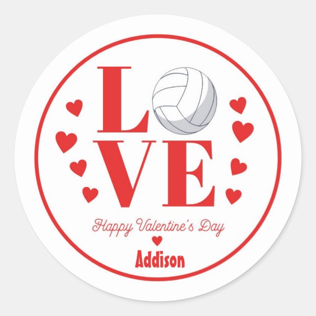 Pegatina de voleibol de San Valentín, amor al vole (Anverso)