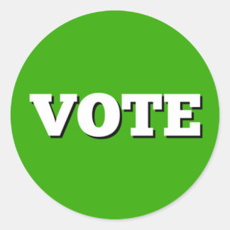 Pegatina de voto sobre el fondo verde