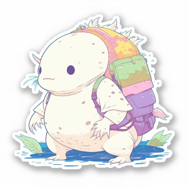 Pegatina De vuelta a la escuela Axolotl Kawaii Personalizad (Anverso)