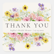 Pegatina de Watercolor Wildflower Meadow Square