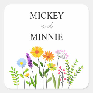 Pegatina de Wedding Square floral y elegante prima