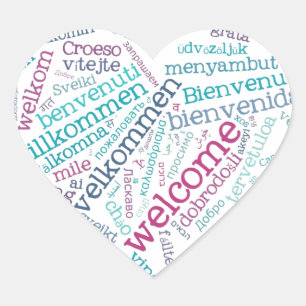 Pegatina de Welcome Heart (muchos idiomas)