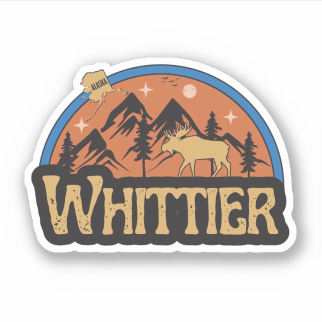 Pegatina de Whittier, Alaska (Anverso)