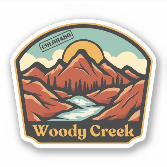 Pegatina de Woody Creek, Colorado (Anverso)