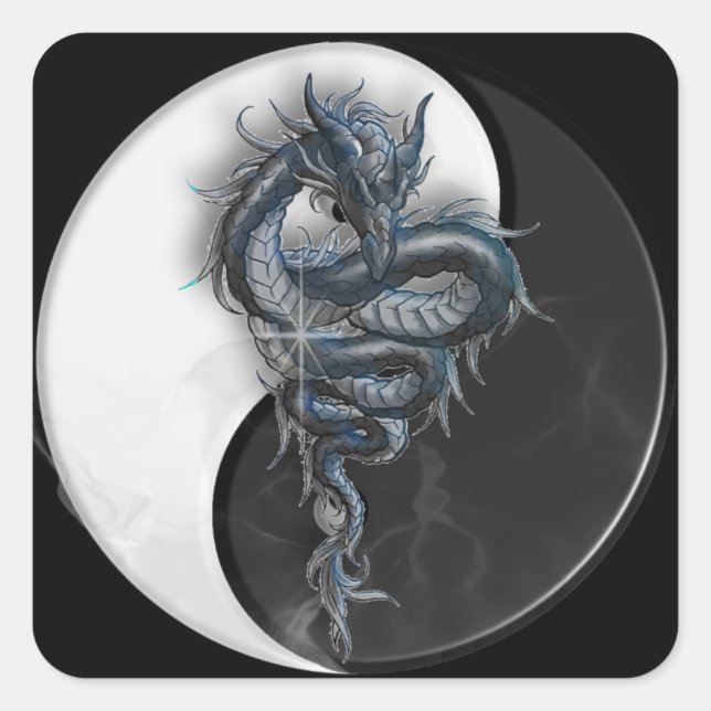 Pegatina de Yin Yang Dragon (Anverso)