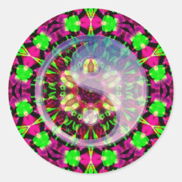 Pegatina de Yin Yang Geométrico Psicodélico