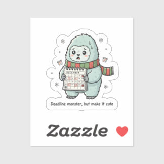 Pegatina Deadline Monster Cute Sticker – Funny Productivity