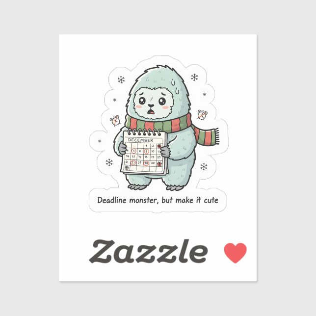 Pegatina Deadline Monster Cute Sticker – Funny Productivity (Hoja)