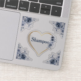 Pegatina Decal champú floral azul de 3" x 3"
