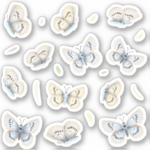 Pegatina Decal de las mariposas azules y amarillas de 12 Bo