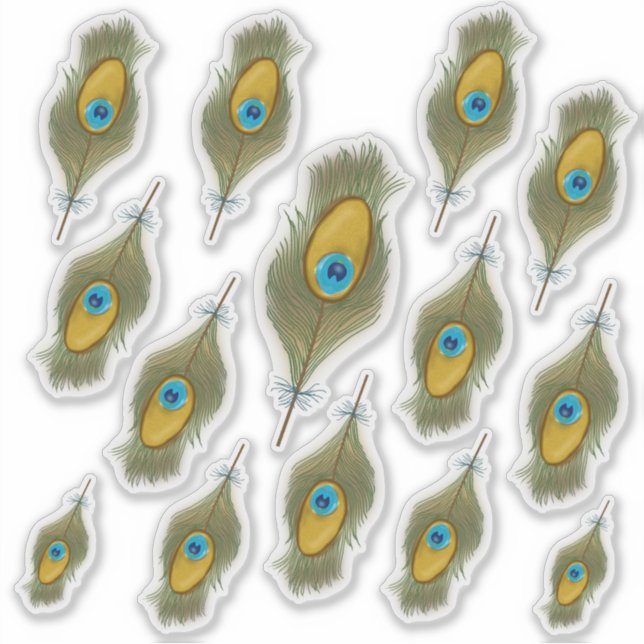 Pegatina Decal de plumas de pavo real (Anverso)
