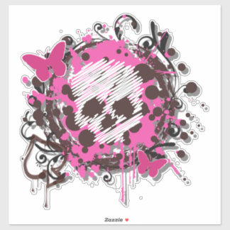 Pegatina Decal del cráneo rosa