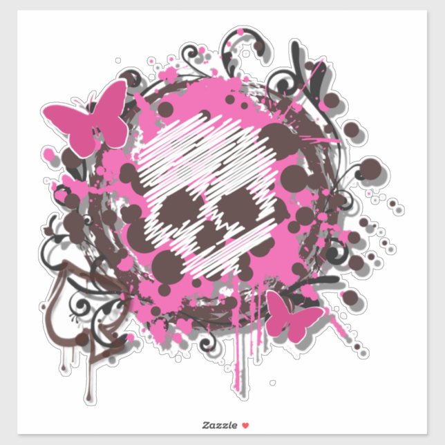 Pegatina Decal del cráneo rosa (Hoja)