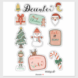 Pegatina December Sticker Sheet - Snowman & Christmas Joy