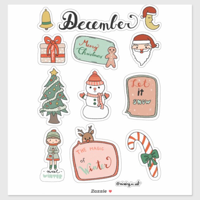Pegatina December Sticker Sheet - Snowman & Christmas Joy (Hoja)