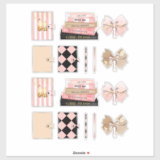 Pegatina Declaciones del planificador de alta moda de chica (Hoja)