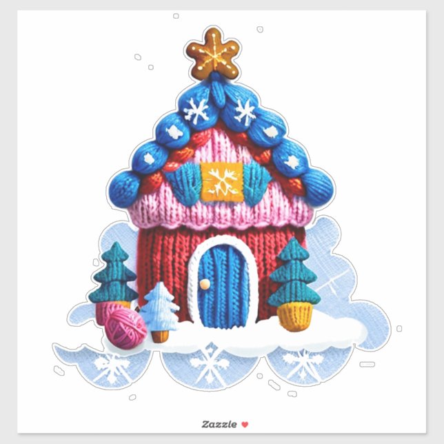 Pegatina Decoración de Casa de Navidad Tejida (Hoja)