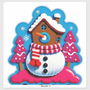 Pegatina Decoración de Casa de Navidad Tejida