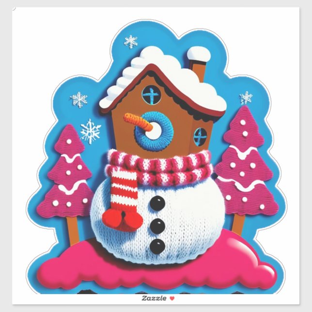 Pegatina Decoración de Casa de Navidad Tejida (Hoja)
