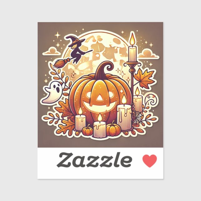 Pegatina Decoración de Halloween - Calabaza, Bruja, fantasm (Hoja)