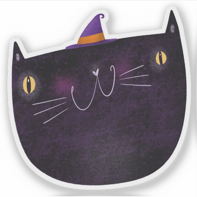 Pegatina Decoración de Halloween Cuidada Gato Negro (Anverso)