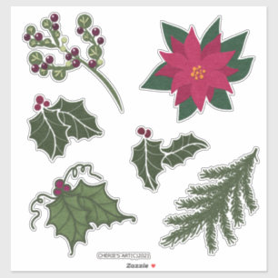 Pegatina Decoraciones navideñas estilo felino