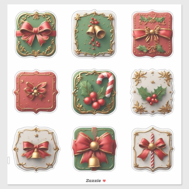 Pegatina Decoraciones Navideñas Festivas (Hoja)