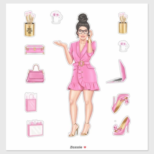 Pegatina Decretos del planificador de brunette para mujeres (Hoja)